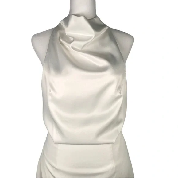 NEW NWT Elliatt Camo Asymmetric Satin Cocktail MiniDress S Halter High Neck
